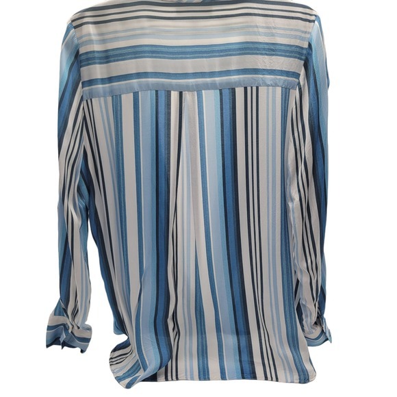 E3 by Etcetera Striped Low Cut V-Neck Soft Blouse Womens Sz 12 - Picture 3 of 11